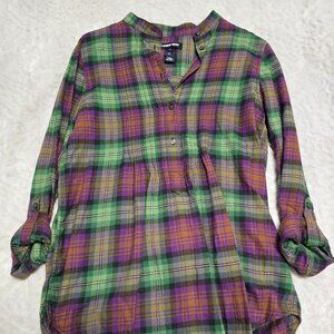 Land's End lightweight Flannel Tunic Top 6T